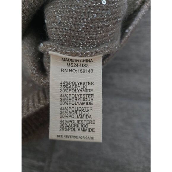 Women's FRNCH x Anthropologie V Neck Shine Pullover Sweater Shimmer Shine Greige - Picture 6 of 10